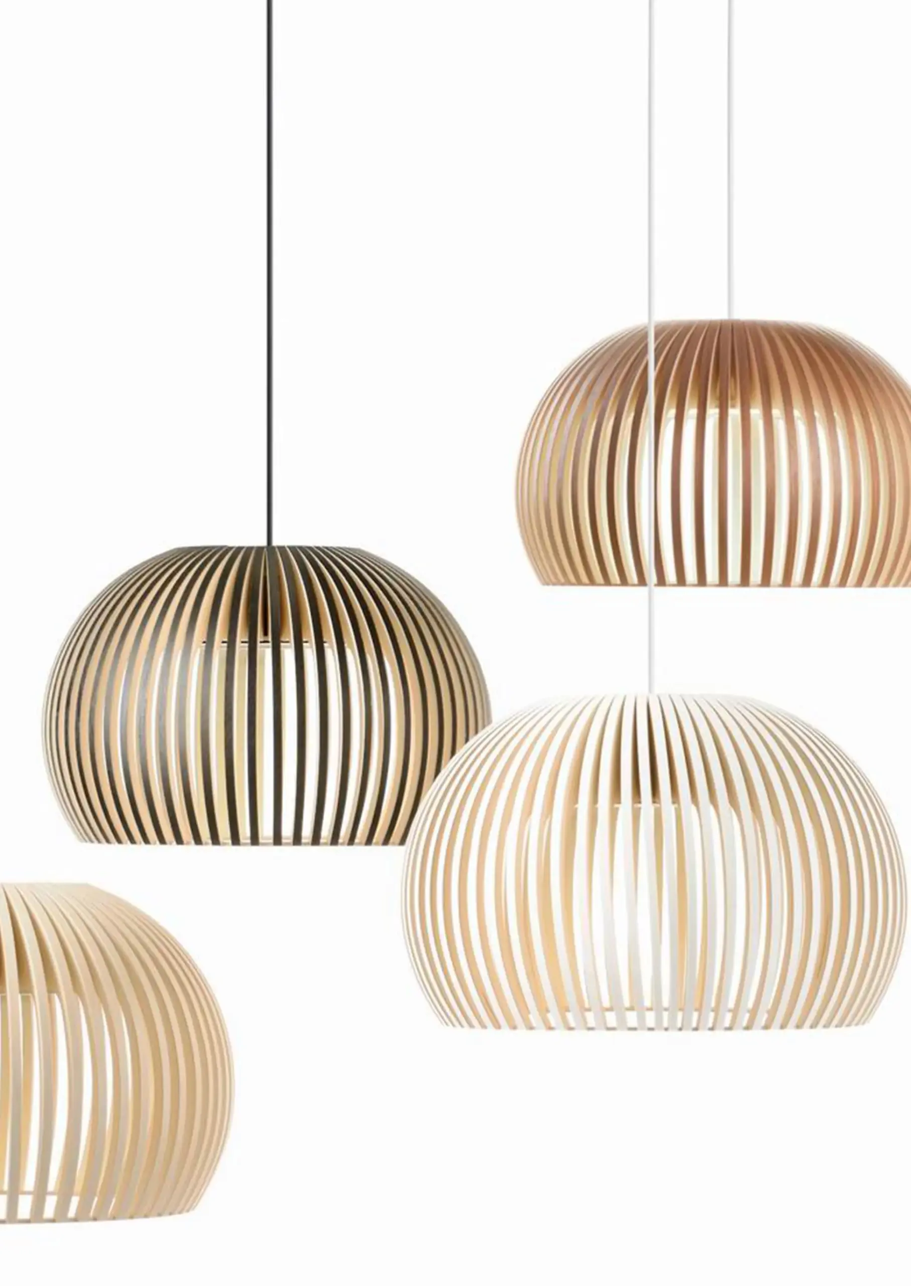 Secto Design Pendelleuchten Atto 5000 aus Holzlamellen in vier Farbvarianten